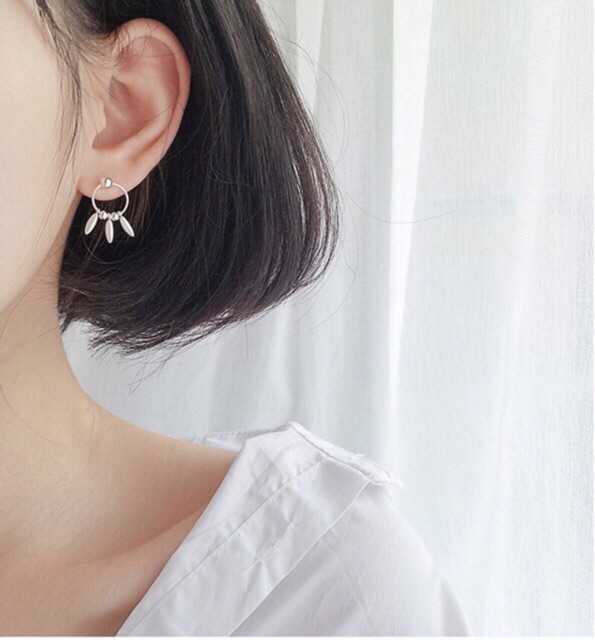Bông tai bạc 30% Hàn quốc tròn cây lá hình học nhỏ nhắn xinh xắn phần 2