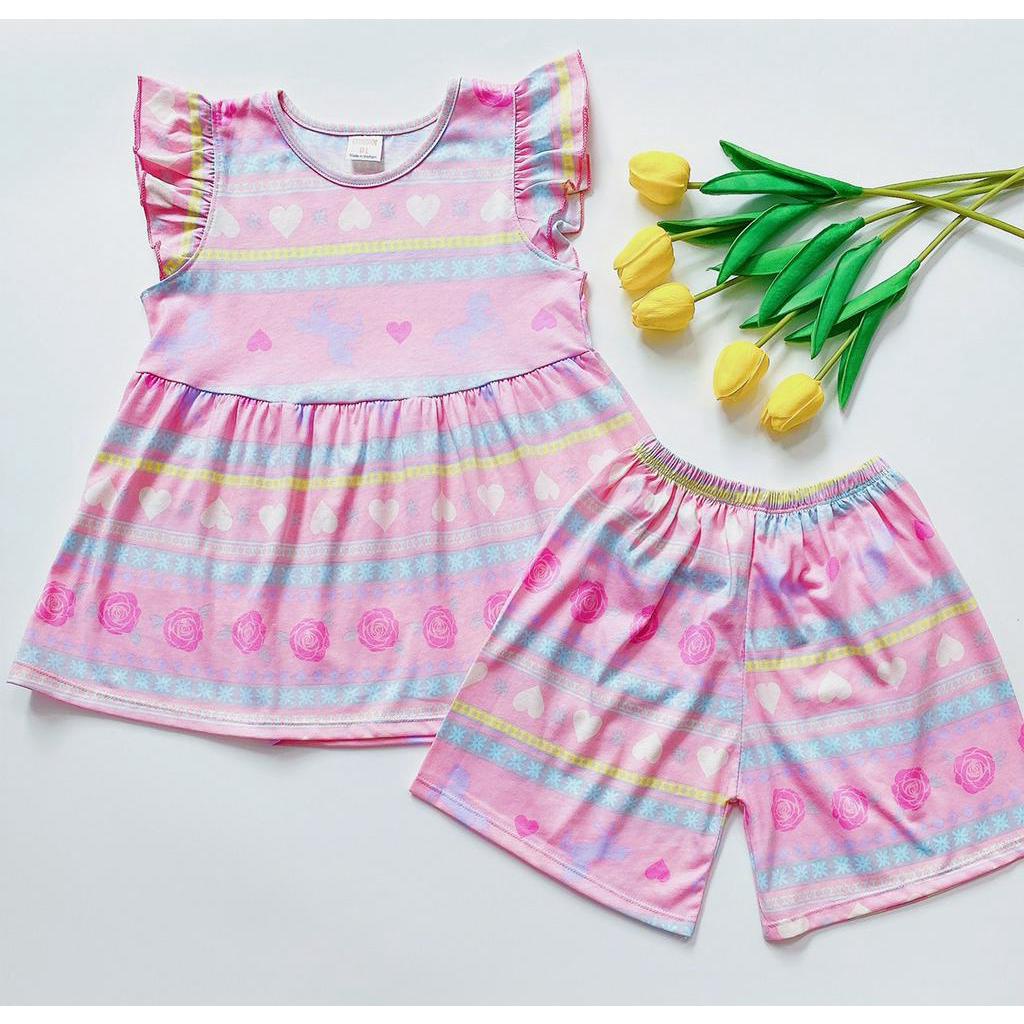 Bộ thun cotton xuất dư mùa hè Gymboree dành cho bé gái từ 23kg đến 33kg