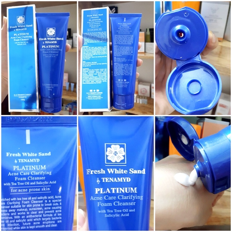 Sữa Rửa Mặt Ngăn Ngừa Mụn - TENAMYD Fresh White Sand Platinum Acne Care Clarifying Foam Cleanser 120ml [CHÍNH HÃNG]