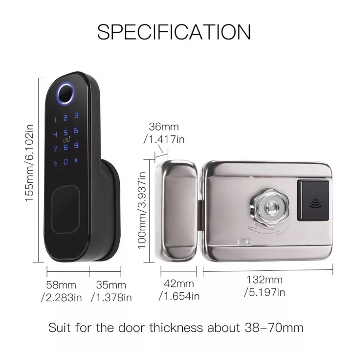 Khóa cổng vân tay, mã số, thẻ từ kết nối Bluetooh