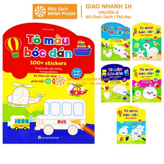 Sách - Bộ Tô Màu Bóc Dán 100+ Stickers Song Ngữ Anh Việt, bộ 6 quyển