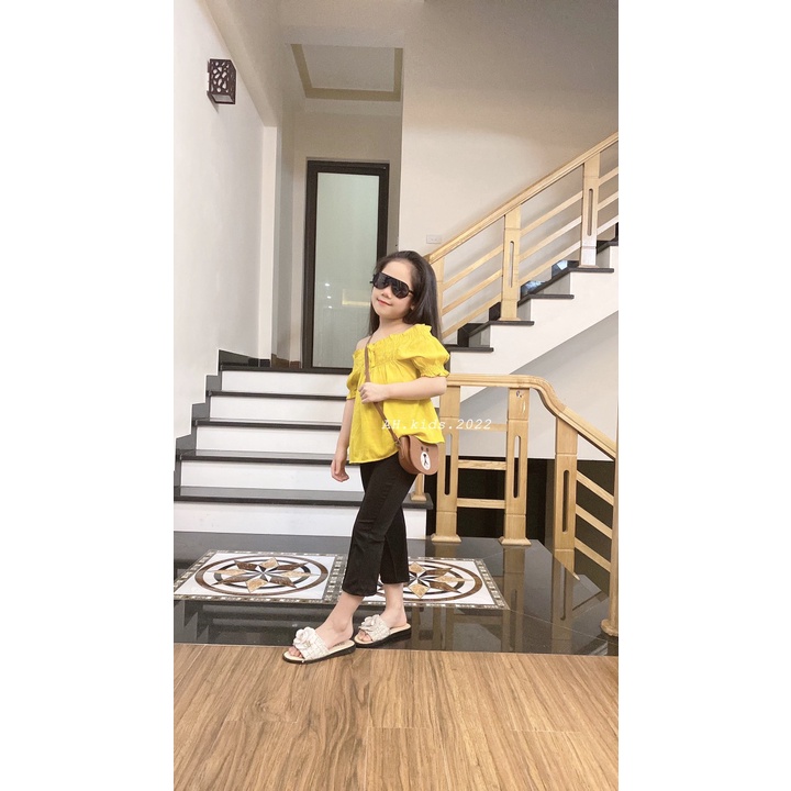 Set áo bèo nhún kèm quần umi loe cho bé