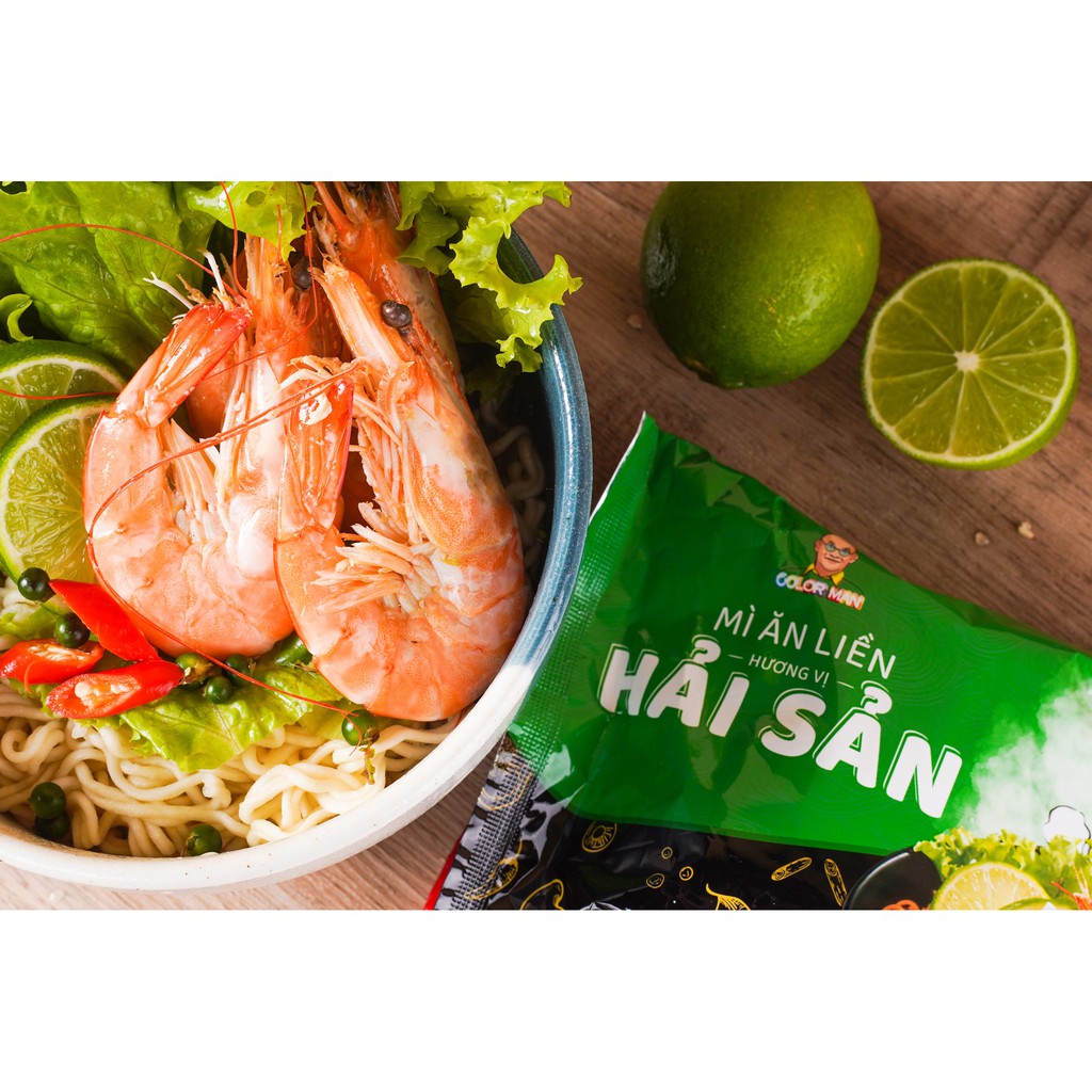 Mì Gói Hải Sản Color Man  từ khoai tây, bột gia vị hải sản thanh đạm với sợi mì dai ngon tròn vị | BigBuy360 - bigbuy360.vn