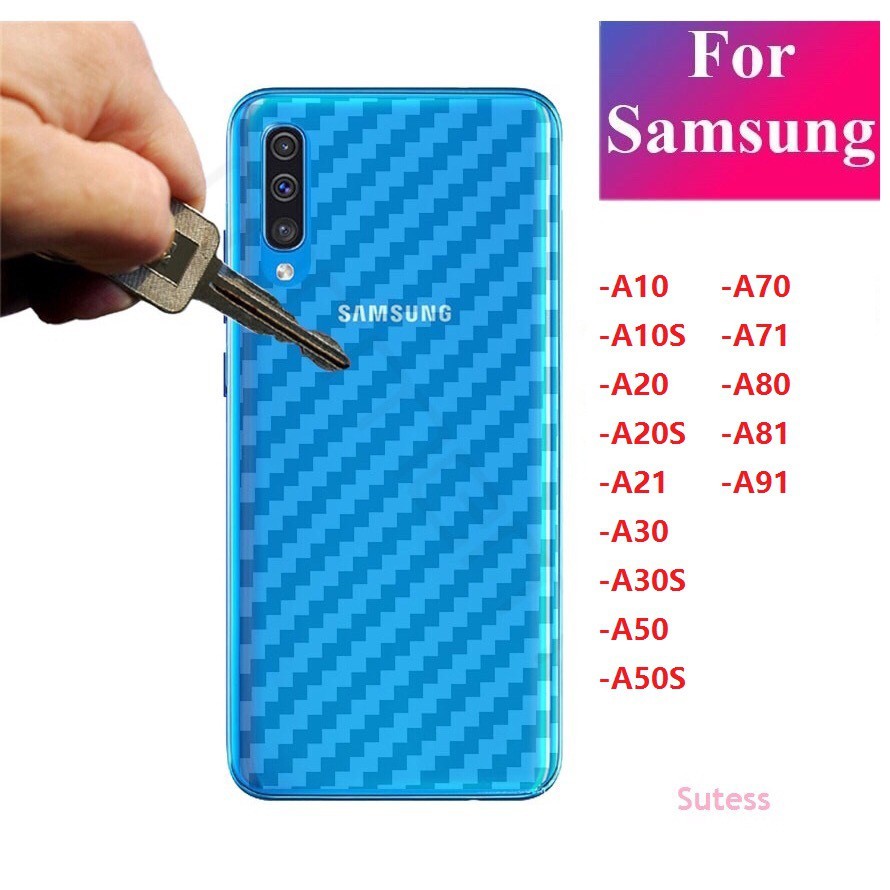 Bộ 3 tấm dán lưng mặt sau vân carbon 3D chống xước cho điện thoại Samsung A10, A10S, M20, A20, A30, A30S, A50, A50s, A70