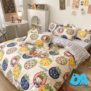 Bộ Chăn ga gối cotton poly - Mẫu dâu xanh.