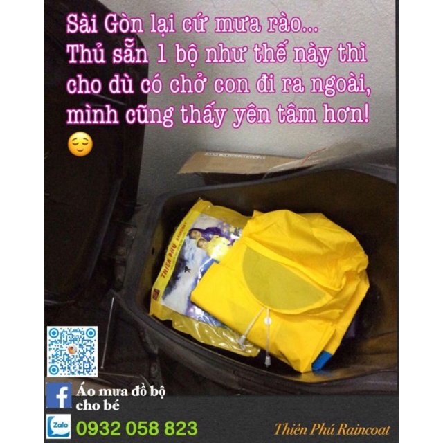 Áo mưa bộ cho bé Size 3