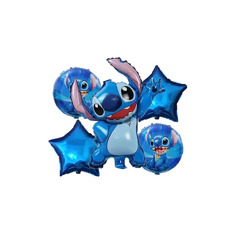 DISNEY Set 5 Bong Bóng Nhôm Hình Stitch Trang Trí Tiệc Sinh Nhật Cho Bé