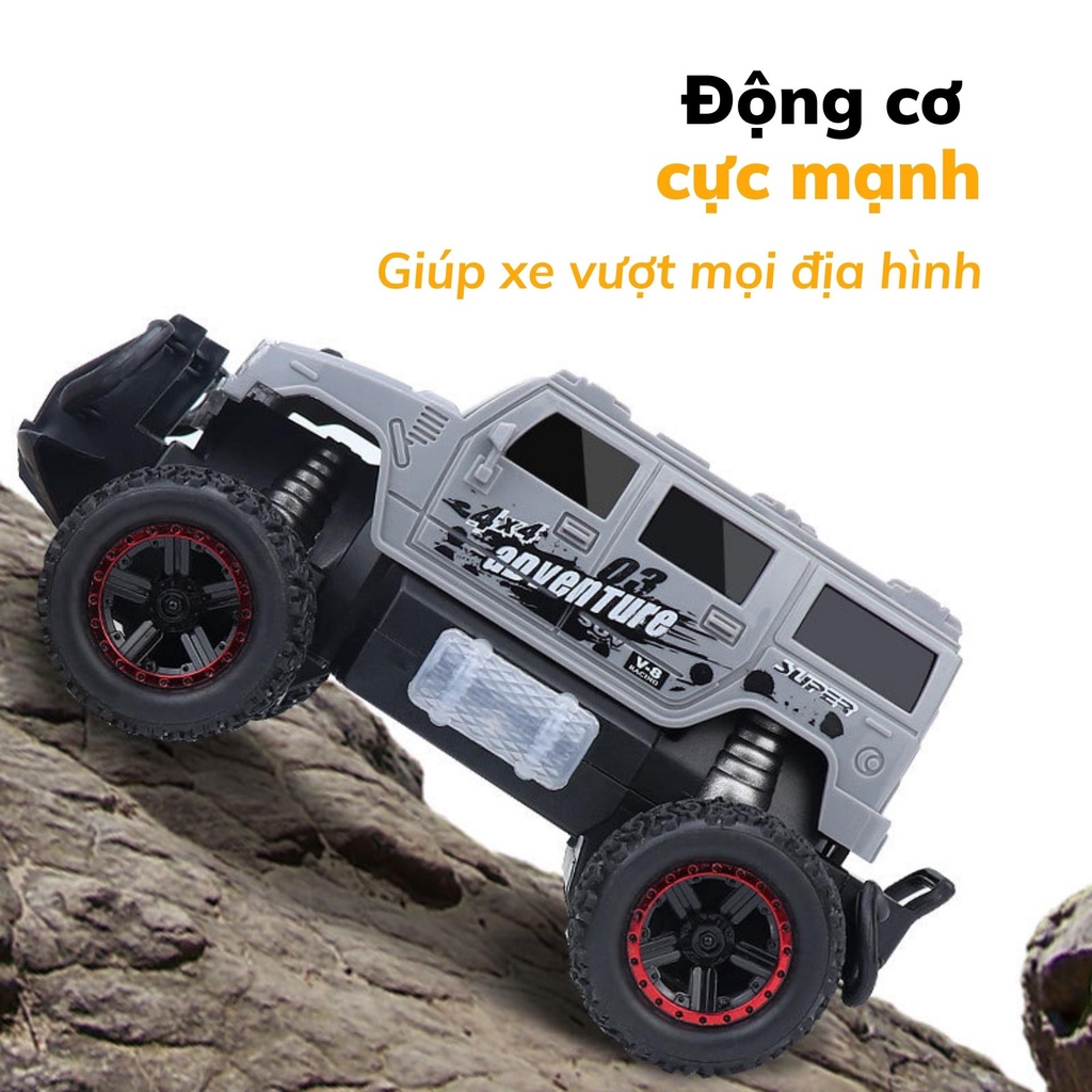 Ô tô điều khiển từ xa địa hình tốc độ cao giá rẻ phun khói và có đèn, đồ chơi điều khiển từ xa cho bé BOBIKIDS OT11
