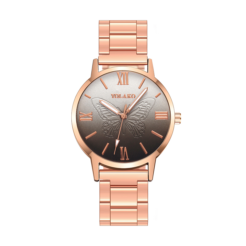 ZOLFA Luxury Rose Gold Round Ultra-Thin Steel Strap Lady Watches Elegant Butterfly Flowers Ladies Analog Quartz Wrist Watch Womens Gift Watches Đồng hồ nữ