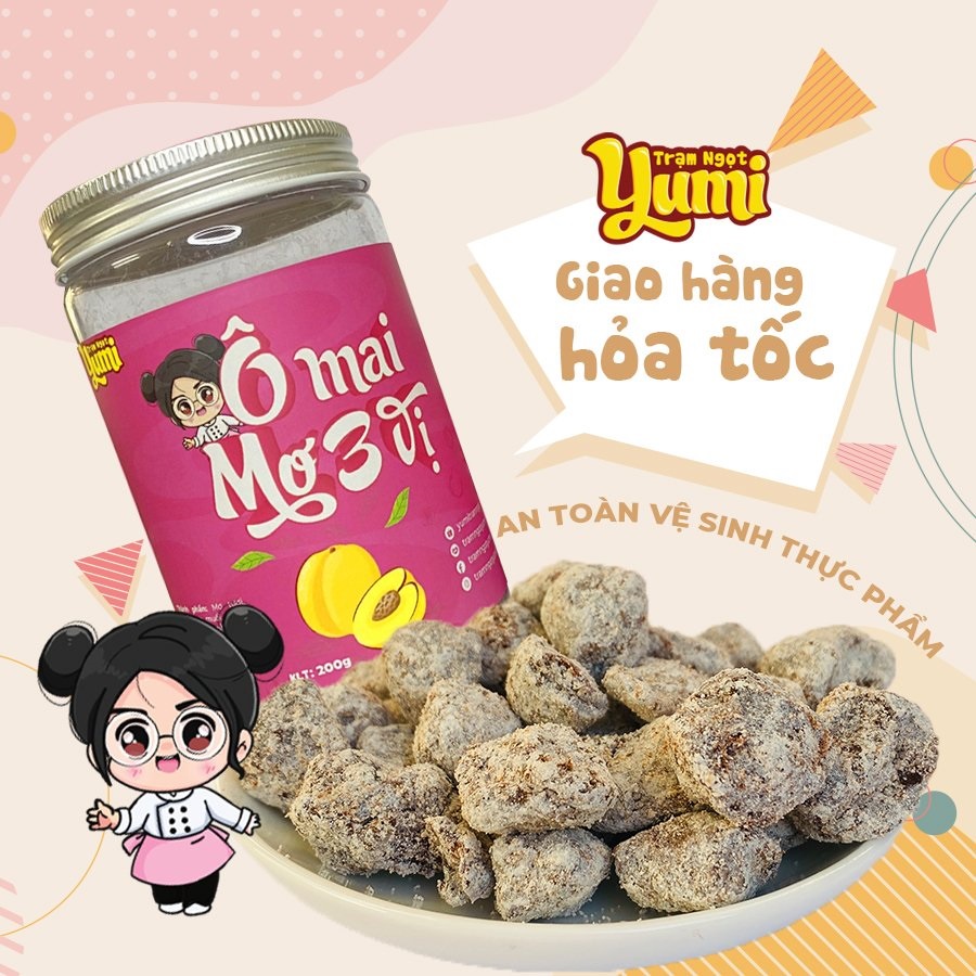 Ô mai Mơ 3 vị Yumi, xí muội mơ chua mặn ngọt ăn vặt thơm ngon
