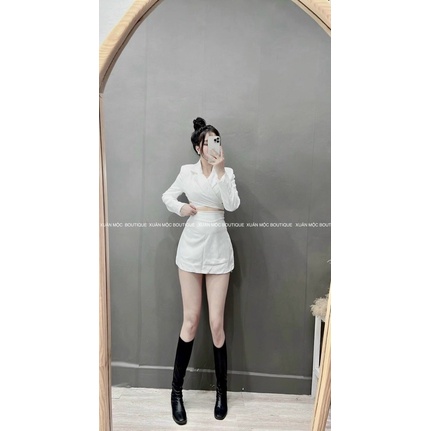 (SHOP BIGSIZE nữ 50kg đến 90kg ) Set vest (croptop) tay dài sang trọng