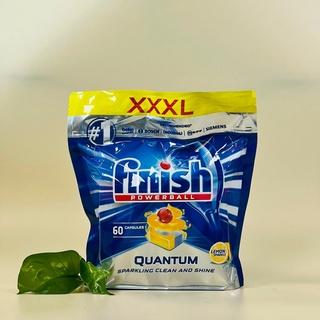 Viên rửa bát finish quantum 60 viên hương táo, chanh - viên rửa bát cho máy rửa bát - 10 tác dụng