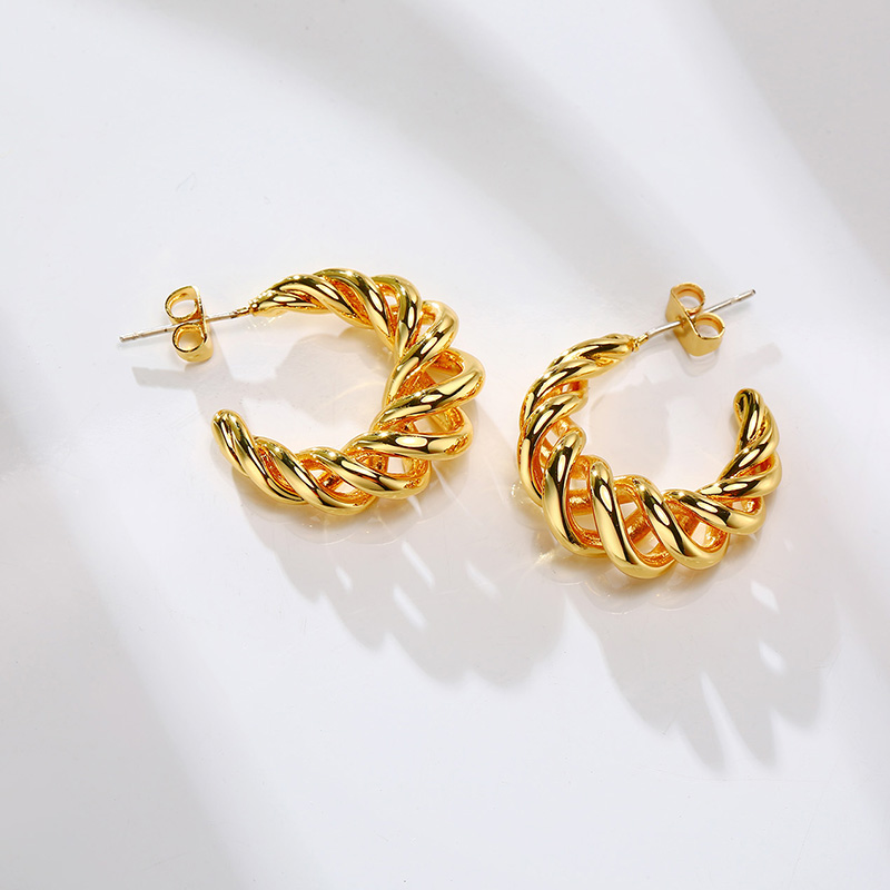 Khuyên tai VNOX thiết kế xoắn ốc màu vàng kim duyên dáng