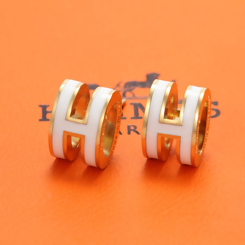 Khuyên Tai Thép Titan Lên Màu Nhanh Chữ H | Khuyên Tai Dạng Vòng Tròn Bằng Thép Không Gỉ Tráng Men Sang Trọng Nhẹ Nhàng Cho Nữ Bán Sỉ