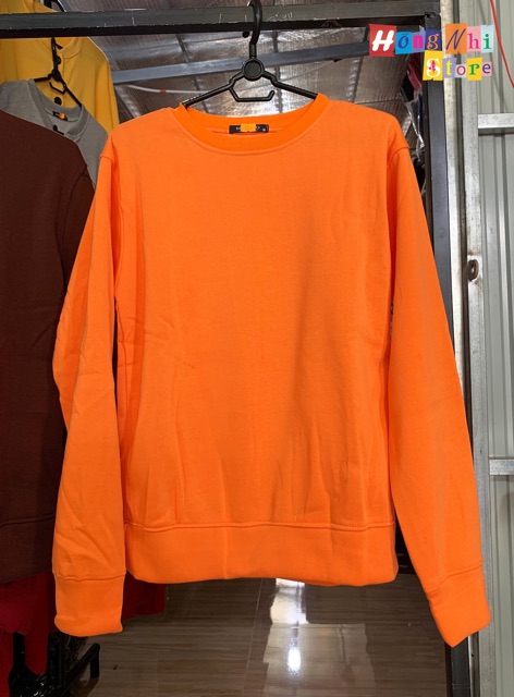 ÁO SWEATER TRƠN CHẤT NỈ LÓT BÔNG MÀU CAM - SWEATER UNISEX - MM | BigBuy360 - bigbuy360.vn