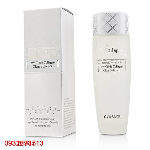 Nước hoa hồng dưỡng trắng, tái tạo da 3W Clinic Collagen White Clear Softener 150ml (Trắng)