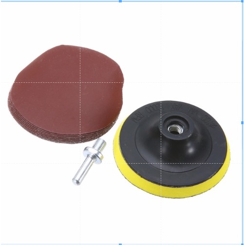 Bộ đĩa chà nhám 4inch và 10 giấy nhám 4 inches đủ số từ 60-2000