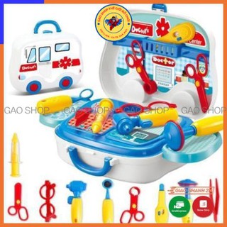 Đồ chơi bác sĩ bộ 14 món kiểu vali xe ô tô thuận lợi cho bé di chuyển mang đi