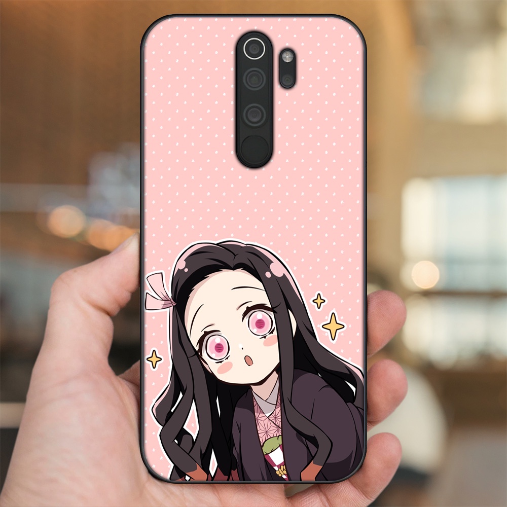 Ốp lưng Xiaomi Redmi Note 8 Pro viền đen in hình Nezuko Kimetsu no Yaiba