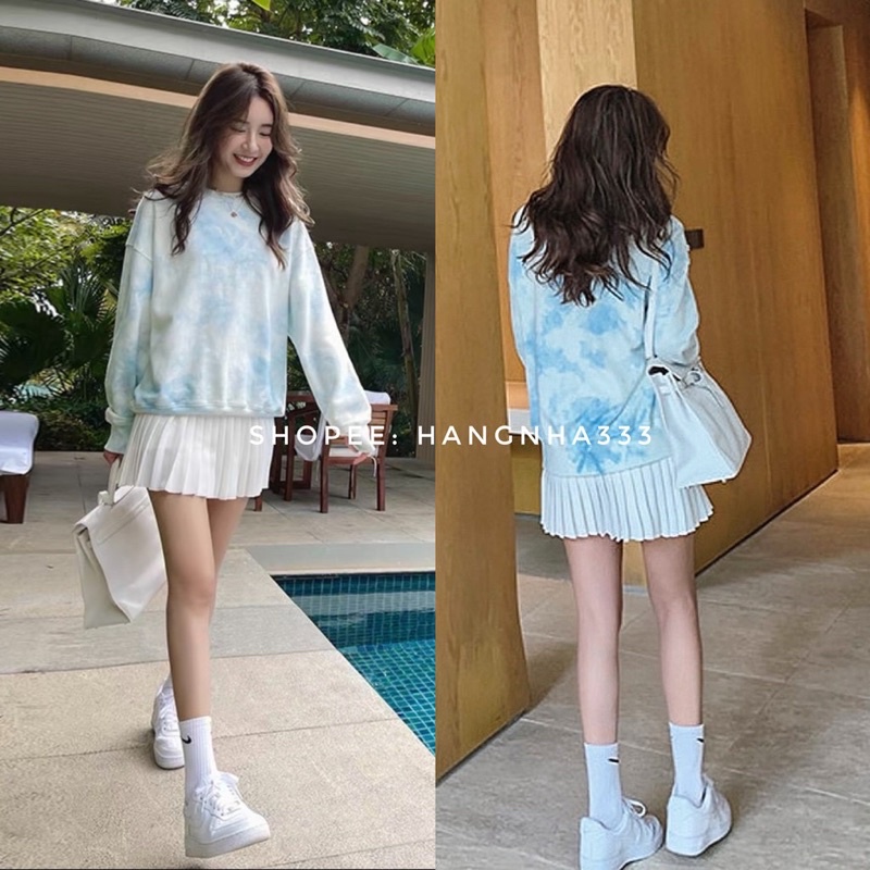 Chân váy xếp li một tầng dáng ngắn
