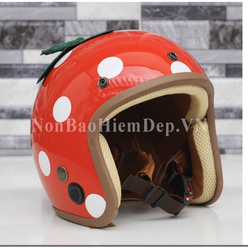 Nón bảo hiểm 3/4 Trái Dâu dễ thương - siêu HOT, nón hình bán chạy nhất hiện nay