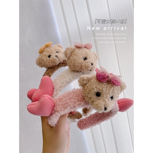 Băng đô rửa mặt , trang điểm gấu nâu dễ thương phong cách Hàn Quốc đáng yêu - Bờm cài tóc hình gấu cute cho nữ
