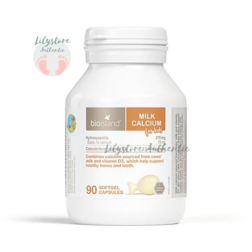 Canxi sữa dạng viên Bio Island Milk Calcium Bone Care 90 viên dành cho trẻ từ 7 tháng tuổi của Úc chính hãng