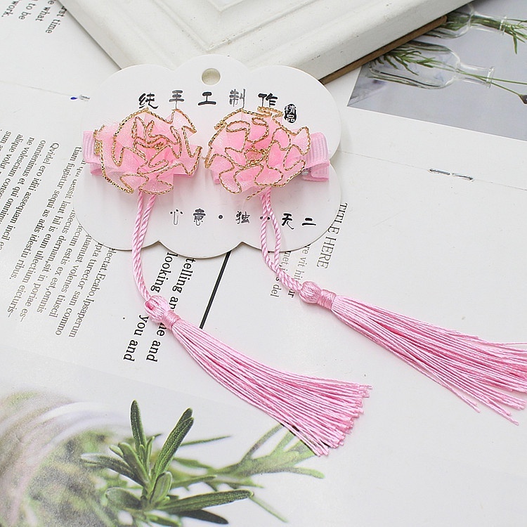 Set 2 Kẹp Tóc Đính Hoa Dễ Thương Cho Bé Gái