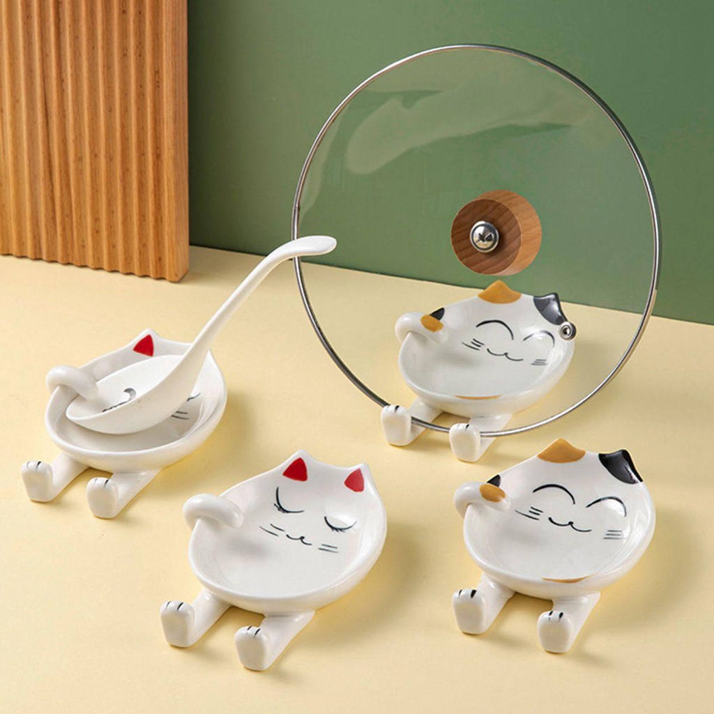 Đồ Gác Muỗng Bằng Sứ Chịu Nhiệt Hình Mèo Hoạt Hình Đáng Yêu