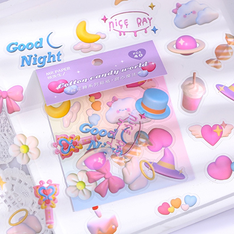 Bộ 40 sticker hoạt hình 3D chống thấm nước