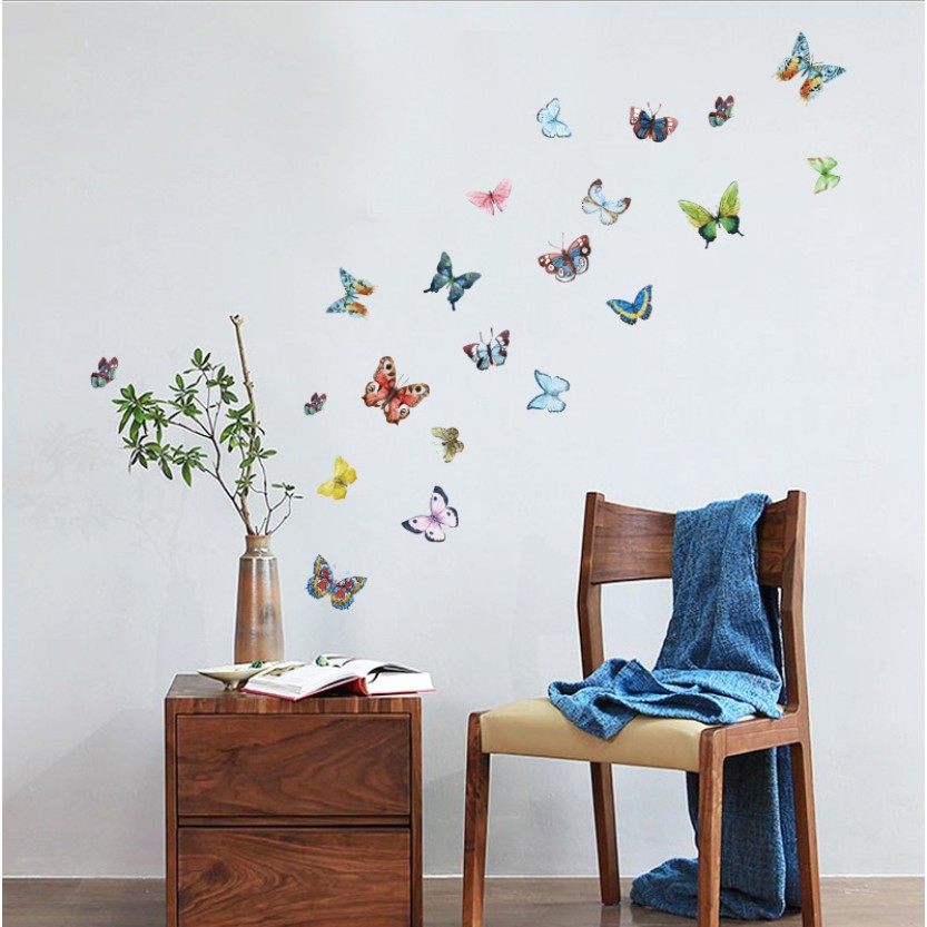 Decal trang trí tường - Bướm xinh sắc màu nhí
