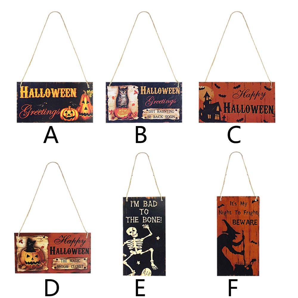 Bảng Gỗ Họa Tiết Đầu Lâu Và Bí Ngô Trang Trí Halloween