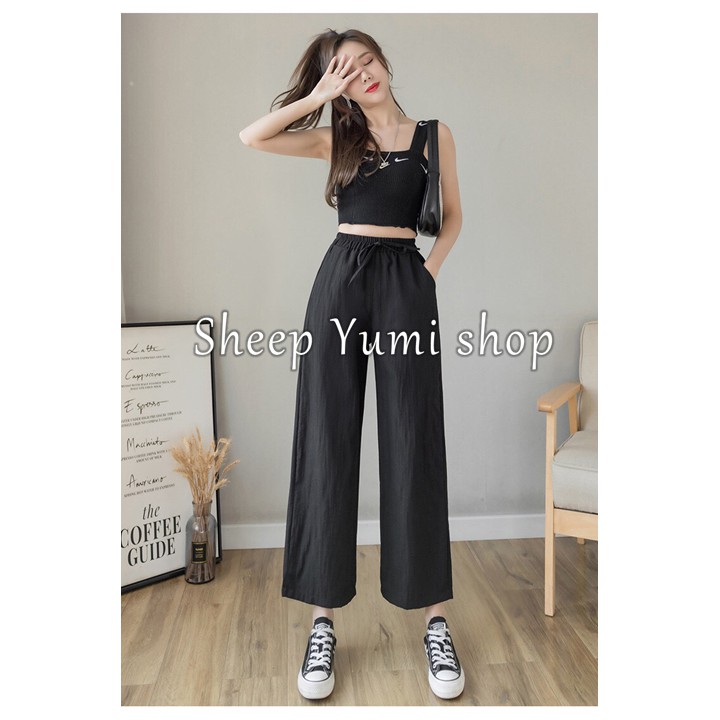 Quần đũi xước dài ống rộng suông Culottes cạp chun cực thoáng mát SHEEP YUMI SHOP QD04