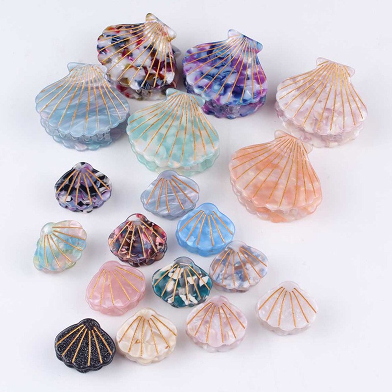 1PC Women Shell Hair Claws Clip New Fashion Acetate Resin Floral Print Grips Ponytail Hairpins Hair Clips