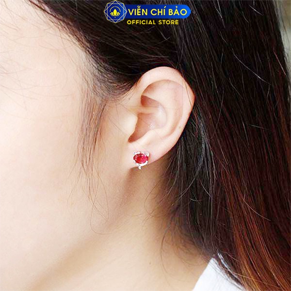 Bông tai bạc nữ Hồ Ly Thiên Hồ đính đá bạc S925 thời trang phụ kiện trang sức Viễn Chí Bảo B400182