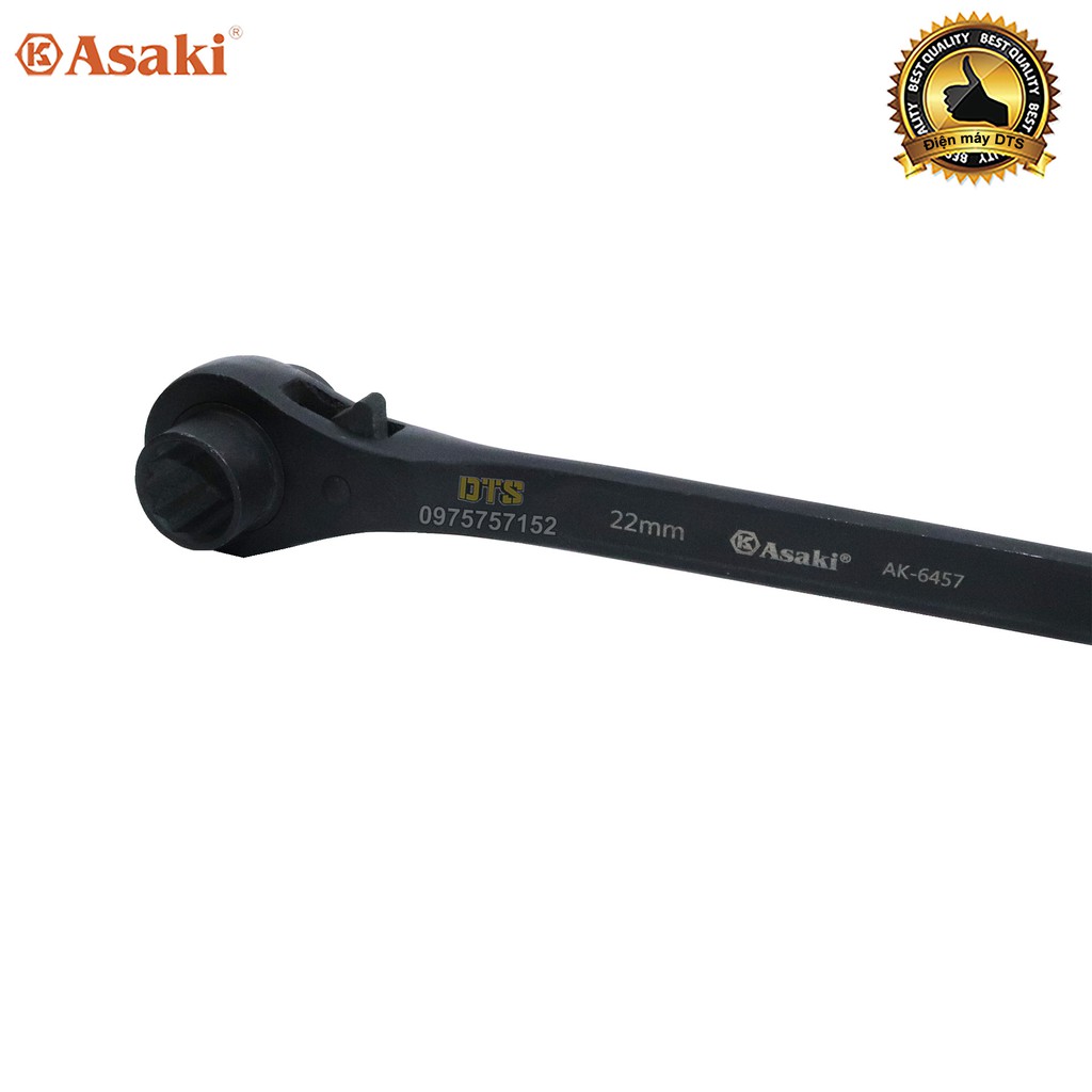 Cờ lê đuôi chuột cao cấp 22-24 mm Asaki AK-6457, cờ lê giàn giáo 2 đầu tự động thép Chrome Vanadium, công tắc đảo chiều