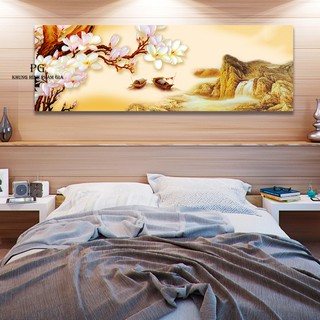 Tranh treo tường phong cảnh hoa và núi treo phòng ngủ, phòng khách - Khung Hình Phạm Gia PGKL655
