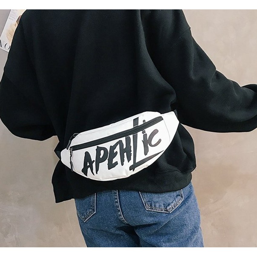 Túi chéo bao tử nam &amp; nữ unisex đeo vai xách đeo bụng đẹp đi chơi, đi học chất canvas LOGO APEHLIC | steven