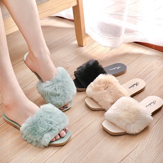 Dép quai ngang lông mềm mượt, đế dẻo cực sang chảnh D01