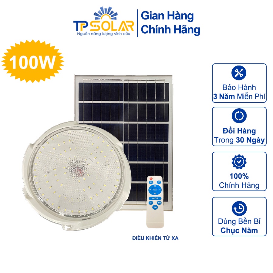 Đèn Áp Trần Năng Lượng Mặt Trời TP Solar TP-A100 Công Suất 100W Cảm Biến Sáng Tối