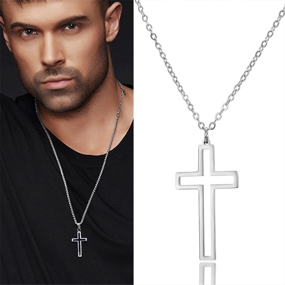 Vòng cổ mặt chữ thập bằng thép không gỉ thiết kế thời trang cho nam và nữ