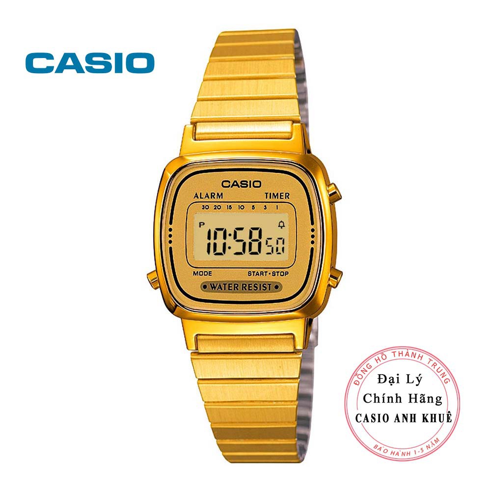 Đồng hồ điện tử nữ Casio LA670WGA-9DF dây kim loại