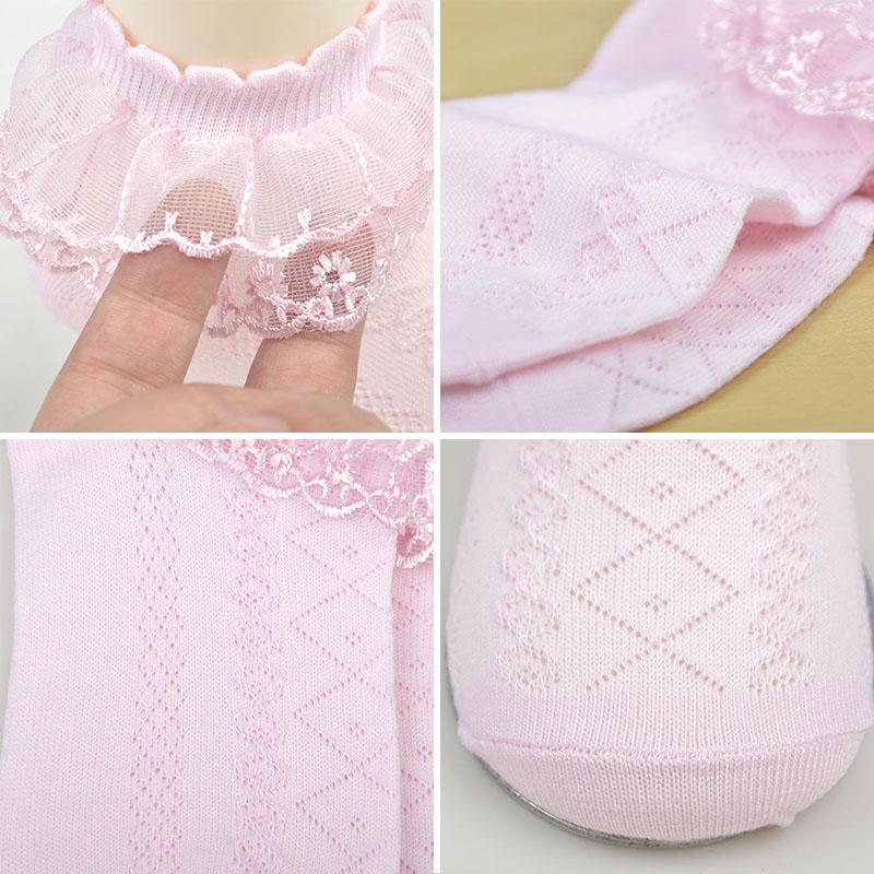 Vớ Cotton Phối Ren Xinh Xắn Thời Trang Dành Cho Bé Gái