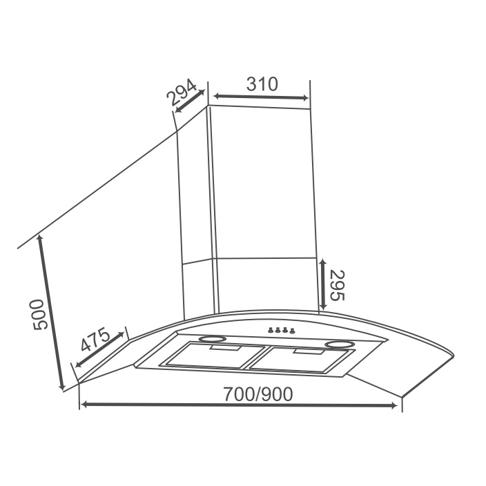 Máy hút mùi kính cong Canzy CZ MLH870, Nhập khẩu Malaysia (Điều khiển cảm ứng, Kích thước 70cm)