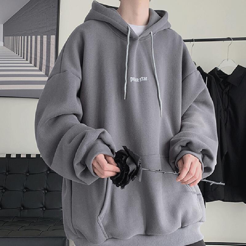 Áo Hoodie Dáng Rộng In Chữ Phong Cách Hip hop Thời Trang Mùa Đông Cho Nam Cỡ M-5XL