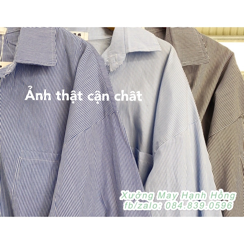 Áo sơ mi kẻ sọc dài tay Hàn Quốc form oversize - Xưởng May Hạnh Hồng | BigBuy360 - bigbuy360.vn