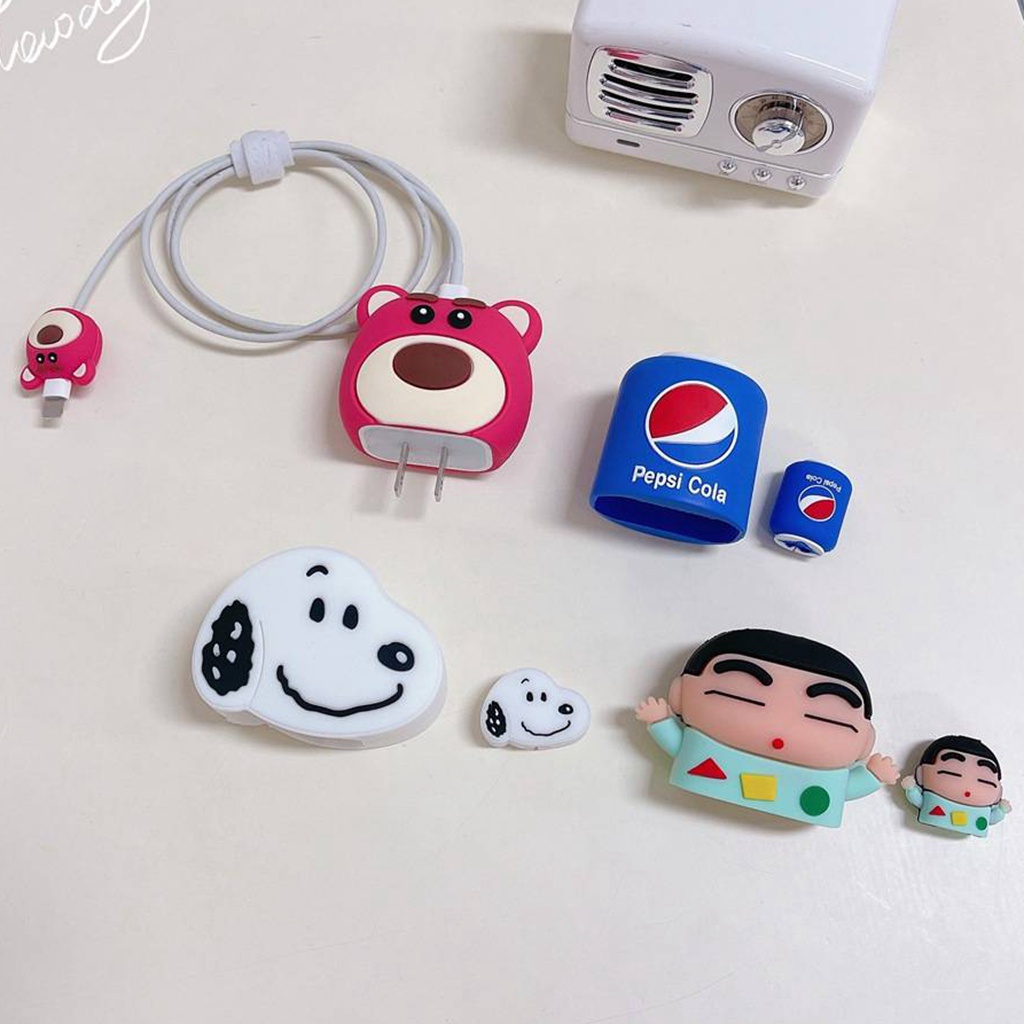 Vỏ Bảo Vệ Hộp Sạc Tai Nghe Airpod Bằng Silicon Hình Hoạt Hình Snoopy Lotso Bear Crayon 18W/20W