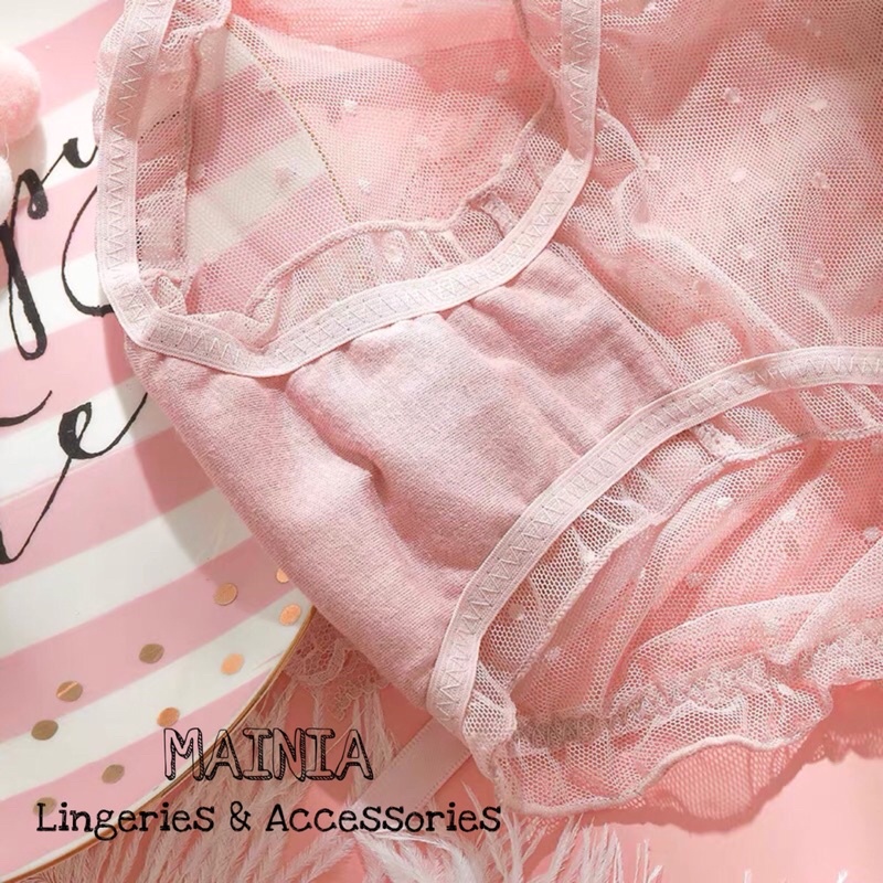 Quần Lót Ren Nữ Xuyên Thấu Đính Nơ Sau Dễ Thương Chíp Ren Nữ Cao Cấp Mainia Shop
