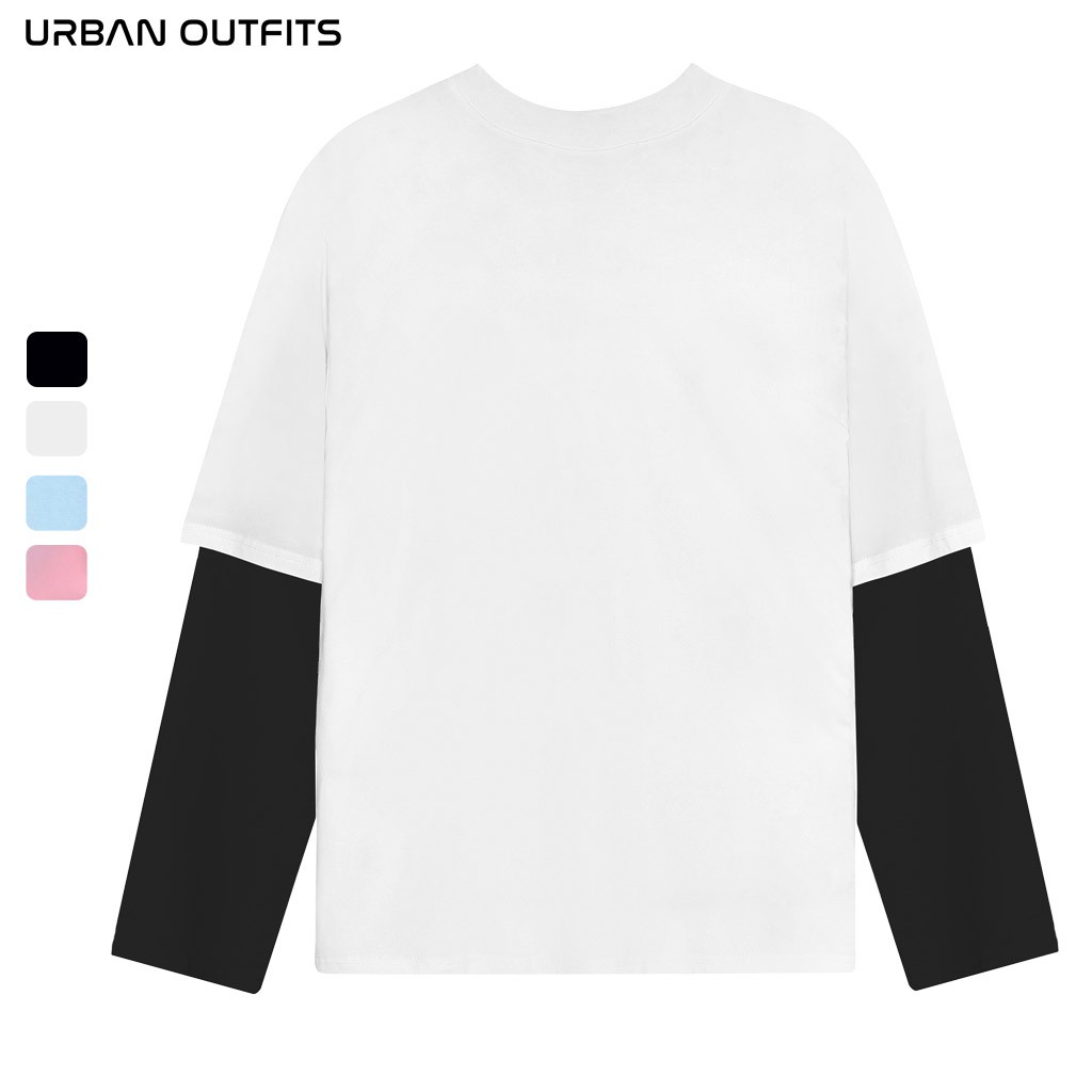 Áo Thun Tay Dài Phối Nam Nữ Form Rộng URBAN OUTFITS Kiểu Trơn TDO59 100 cotton 4 Chiều