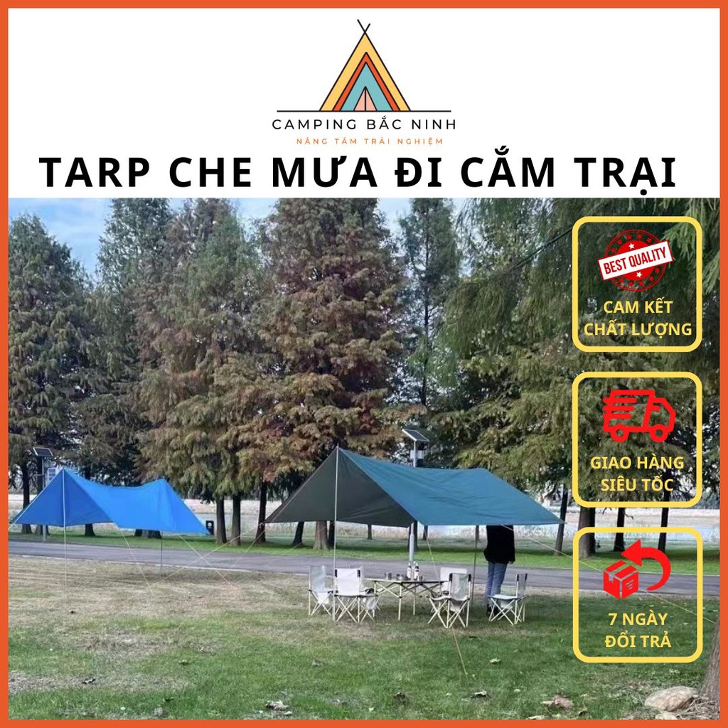 Tarp che mưa, Tấm tăng che mưa, nắng khi đi cắm trại dã ngoại 3mx3m